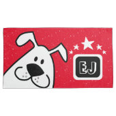 Housse D'oreillers Monogram mignon Doodle Chien avec étoiles (devant-Droit)