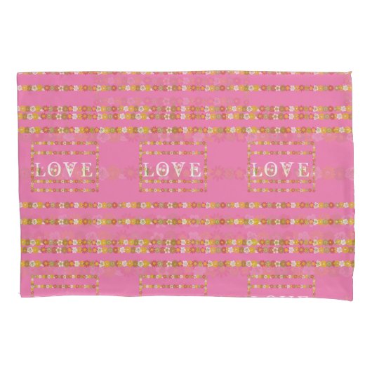Housse D'oreillers Monogram Rustique Daisy Floral Amour Rose (devant)