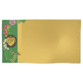 Housse D'oreillers Monogramme Anniversaire Floral Green/Gold Pillowca (devant-gauche)