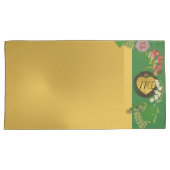 Housse D'oreillers Monogramme Anniversaire Floral Green/Gold Pillowca (devant-Droit)