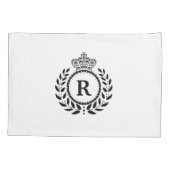 Housse D'oreillers Monogramme blanc noir | de couronne de guirlande (Dos)