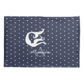 Housse D'oreillers monogramme blanc sirène sur bleu marine (Dos)