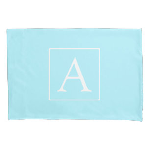 Housse D'oreillers Monogramme bleu ciel simple