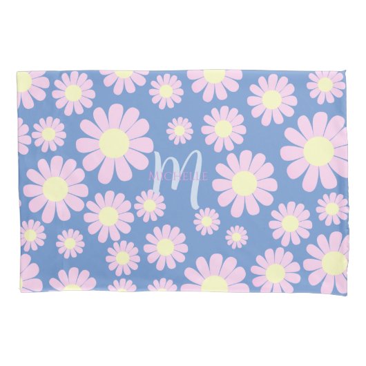 Housse D'oreillers Monogramme bleu rose pâle (devant)