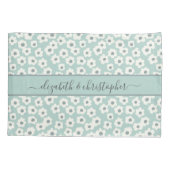 Housse D'oreillers Monogramme Boho Vert Sage Blanc Gris Floral (Dos-gauche)