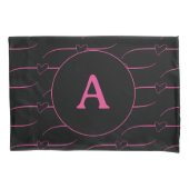 Housse D'oreillers Monogramme cardiaque Magenta Noir (devant)