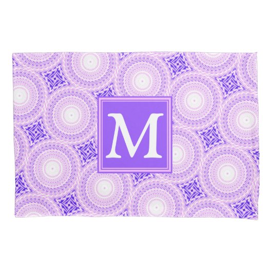 Housse D'oreillers Monogramme cercles violets motif (devant)
