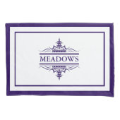 Housse D'oreillers Monogramme Classique Marine Bleu Et Blanc Pillowca (devant-gauche)