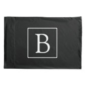 Housse D'oreillers Monogramme Classique Simple | Noir avec Texte Blan (Dos-gauche)