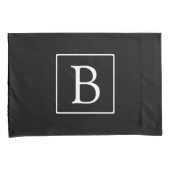 Housse D'oreillers Monogramme Classique Simple | Noir avec Texte Blan (devant-Droit)