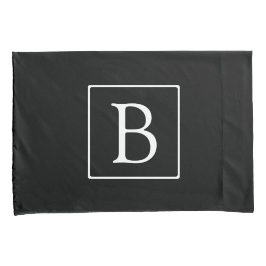 Housse D'oreillers Monogramme classique simple | Texte noir et blanc (devant-Droit)