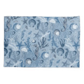 Housse D'oreillers Monogramme côtier Océan bleu Vie marine (Dos)