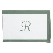 Housse D'oreillers Monogramme de nom vert simple Sage (devant)