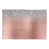 Housse D'oreillers Monogramme de Parties scintillant d'argent en méta (Dos)