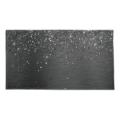 Housse D'oreillers Monogramme d'étincelle à Parties scintillant noire (Dos)