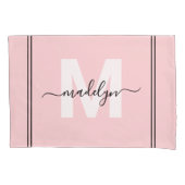 Housse D'oreillers Monogramme du nom en écriture rose blush (devant-gauche)