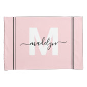 Housse D'oreillers Monogramme du nom en écriture rose blush (devant-Droit)