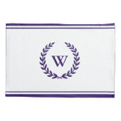 Housse D'oreillers Monogramme Elegant Marine Bleu Blancs Pillowcases (Dos-gauche)
