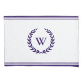 Housse D'oreillers Monogramme Elegant Marine Bleu Blancs Pillowcases (devant-gauche)