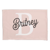 Housse D'oreillers Monogramme et nom personnalisé moderne Pastel Pink (devant-gauche)