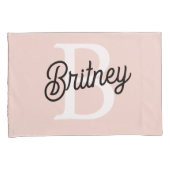 Housse D'oreillers Monogramme et nom personnalisé moderne Pastel Pink (devant-Droit)