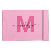 Housse D'oreillers Monogramme Féminin Rose Script Nom (devant-Droit)