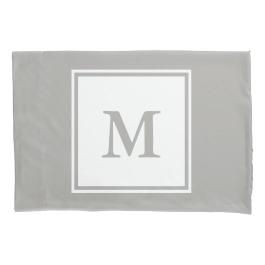 Housse D'oreillers Monogramme gris et blanc simple (devant)
