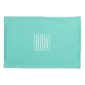 Housse D'oreillers Monogramme Initiales 3 Moderne Gras | Blanc Sur Aq (Dos)
