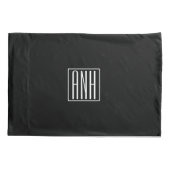 Housse D'oreillers Monogramme Initiales 3 Moderne Gras | Blanc Sur No (Dos)