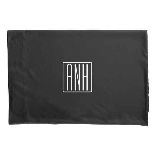 Housse D'oreillers Monogramme Initiales 3 Moderne Gras | Blanc Sur No (devant)