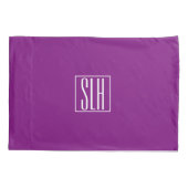 Housse D'oreillers Monogramme Initiales 3 Moderne Gras | Blanc & Viol (Dos)