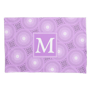Housse D'oreillers Monogramme lilas cercles pourpres motif