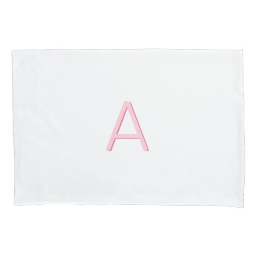 Housse D'oreillers Monogramme moderne rose et blanc (devant-gauche)