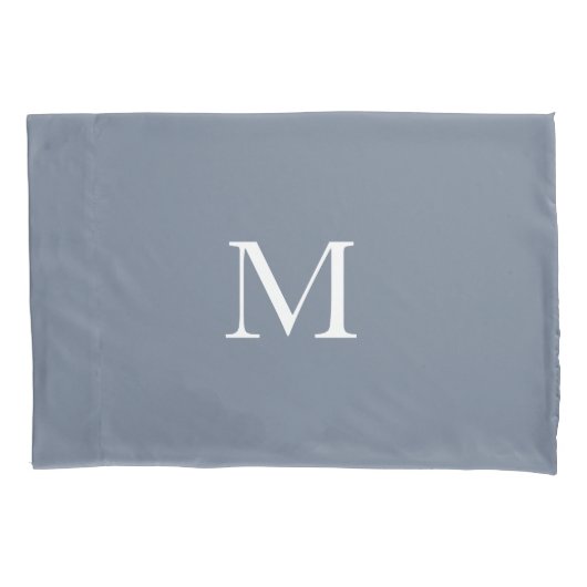 Housse D'oreillers Monogramme moderne Solid Dusty Blue (devant-gauche)