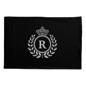 Housse D'oreillers Monogramme noir blanc | de couronne de guirlande (Dos)