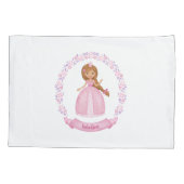 Housse D'oreillers Monogramme Nom Girl Rose Princess Pillowcase (Dos)
