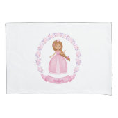 Housse D'oreillers Monogramme Nom Girl Rose Princess Pillowcase (devant)