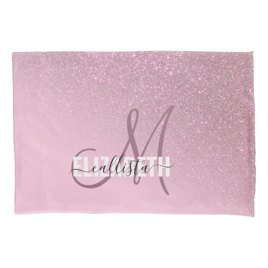 Housse D'oreillers Monogramme Ombre Diagonal Rose rose Parties scinti (devant)