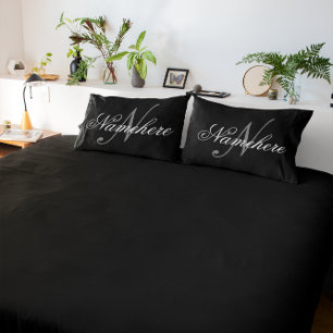Housse D'oreillers Monogramme personnalisé unique en noir et blanc