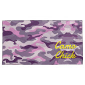 Housse D'oreillers Monogramme rose camouflage féminin en jaune | (devant-Droit)