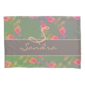 Housse D'oreillers Monogramme Rose romantique (devant-gauche)