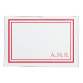 Housse D'oreillers Monogramme rouge classique personnalisé standard (Dos)