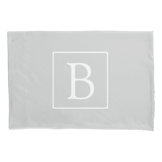 Housse D'oreillers Monogramme simple gris clair (devant)