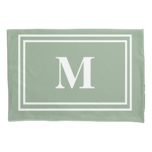 Housse D'oreillers Monogramme vert Sage moderne