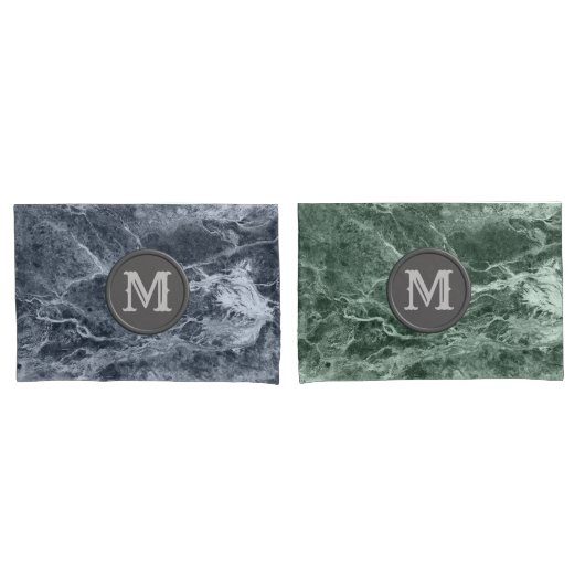 Housse D'oreillers Monographie en marbre deux couleurs - Choisissez v (devant-Set)