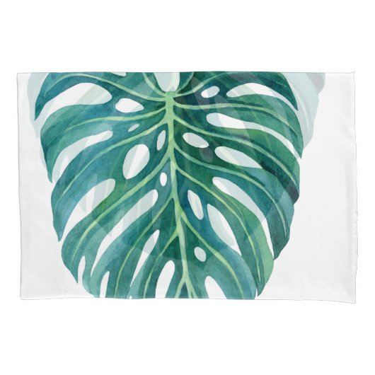 Housse D'oreillers Monstera feuilles, illustration de feuillage tropi (devant)