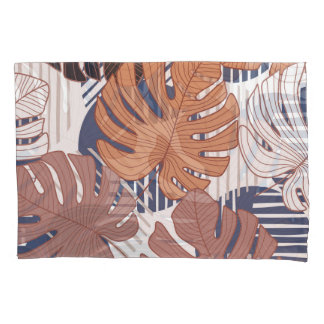 Housse D'oreillers Monstère exotique feuille, vintage tropicale.