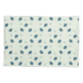 Housse D'oreillers Monstère tropicale monogramme feuille sur bleu (Dos)