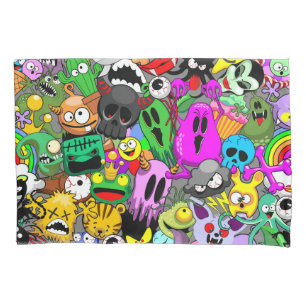 Housse D'oreillers Monstres caractères mignons Motif d'Halloween