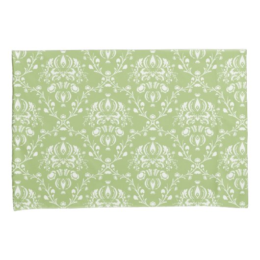 Housse D'oreillers Moss Green Damask (devant-Droit)